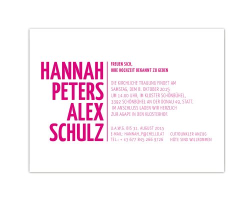 Hochzeitseinladung, modern, Design, trauung