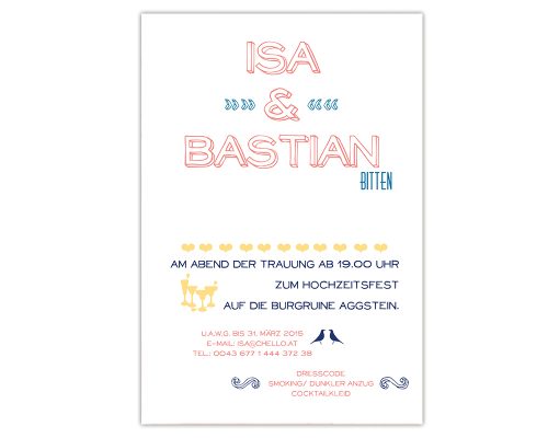 Hochzeitseinladung, modern, Comic