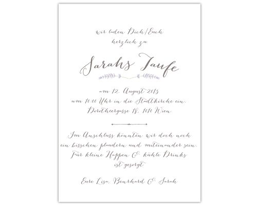 Taufeinladung,  modern, kalligraphie, design