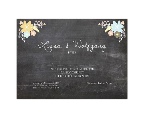 hochzeitseinladung, feier, karte, chalkboard, vintage