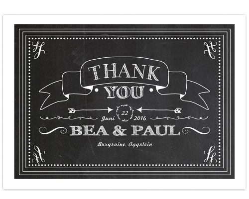 dankeskarte, vintage, chalkboard, tafel