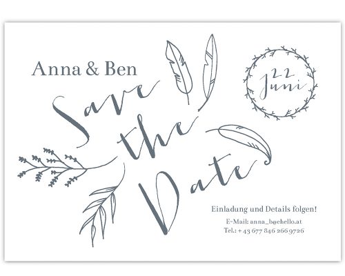 savethedate, federn, boho, behemian